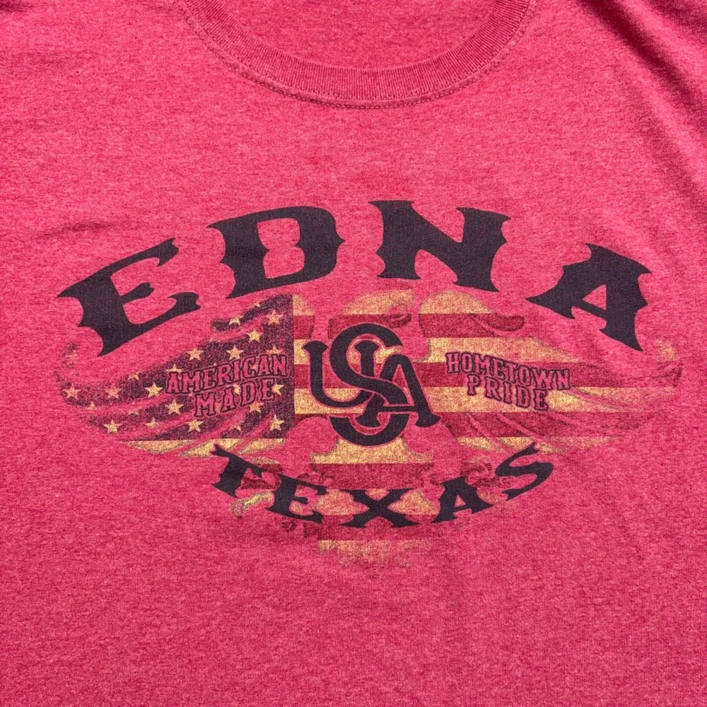 Jerzees T-Shirt Mens XL Red‎ Edna Texas American Made Graphic Tee Short Sleeve
